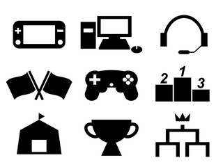 eスポーツに関するアイコンのセット