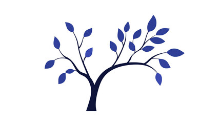 Obraz premium Minimalistic dark blue tree with leaves on transparent background