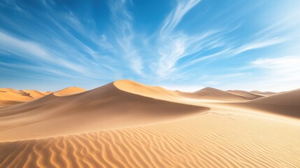Desert Landscape with a Blue Sky and White Clouds