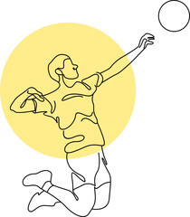 Volley Ball Pose Line Art