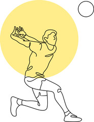 Volley Ball Pose Line Art