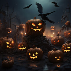 Halloween 3d Elements Isolated for social media post