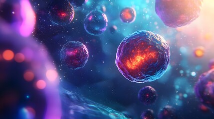 Fototapeta premium Abstract Cosmic Spheres with Vibrant Colors and Glowing Centers