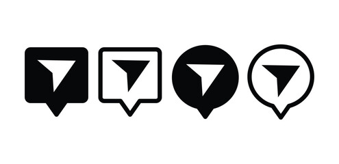 set of share social media icon symbol sign vector design black white color simple flat illustration isolated