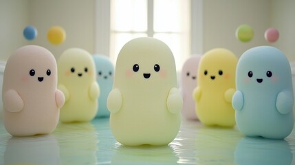 Cute baby chicks plush toys in pastel colors