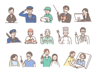 illustration of variety of job