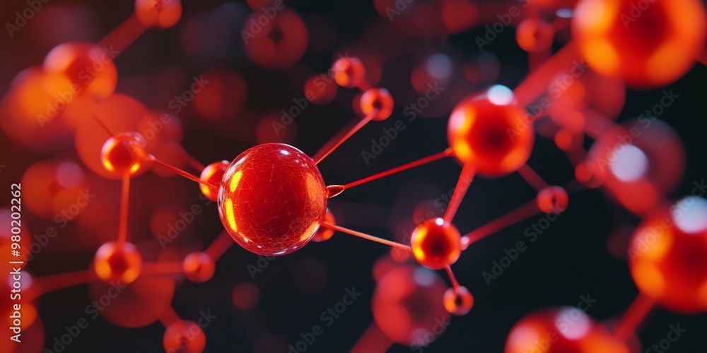 Poster close-up of a complex molecular structure with golden atoms against a bokeh light backdrop