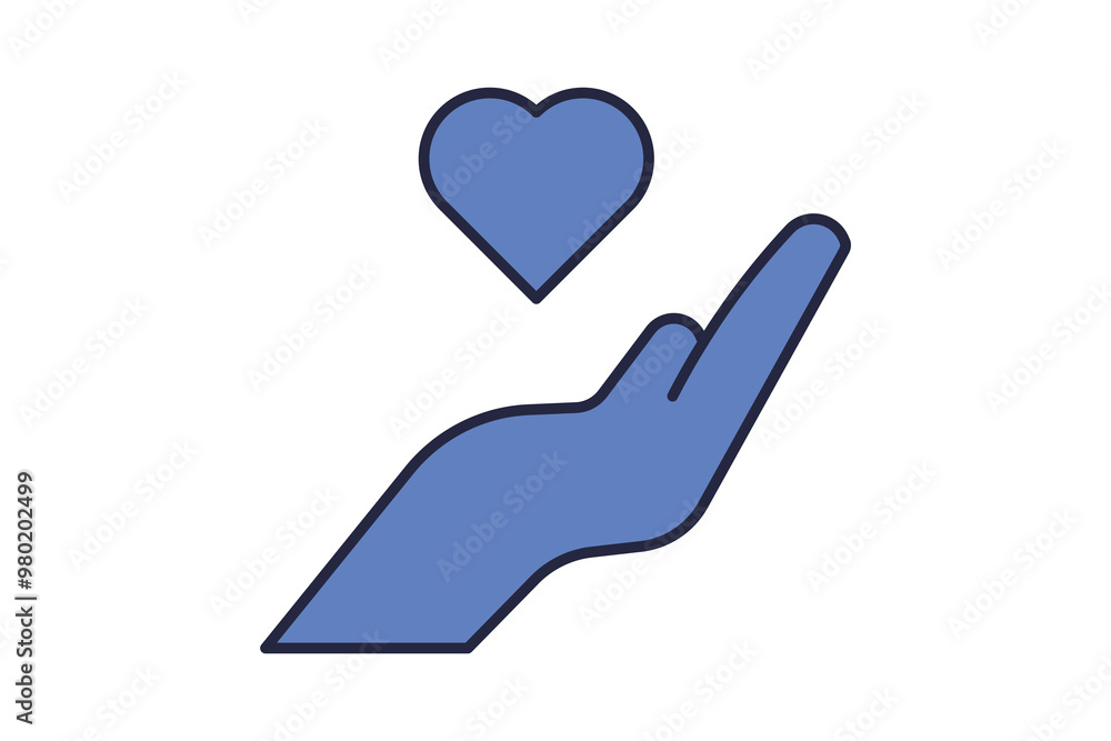 Poster heart icon. related to interaction. suitable for web site, app, user interfaces. flat line icon styl