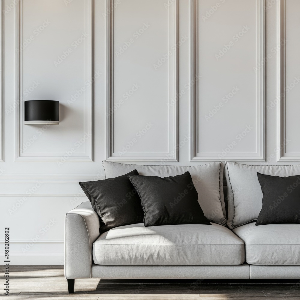 Poster scene with sofa in front of the empty wall