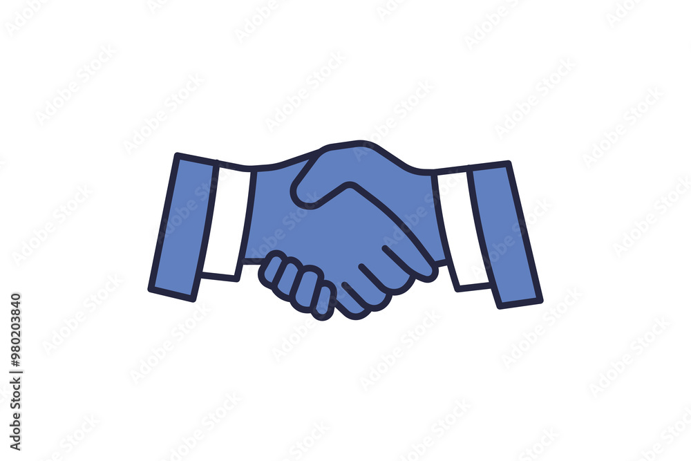 Poster handshake icon. related to interaction. suitable for web site, app, user interfaces. flat line icon 