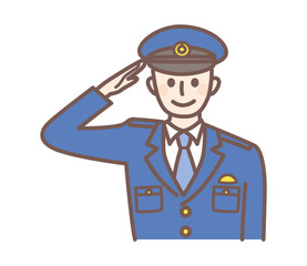 illustration of saluting police man