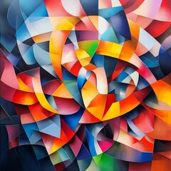 Obraz premium Abstract Geometric Artwork with Vibrant Colors and Shapes