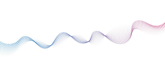 Flowing Dot Wave halftone gradient pattern on transparent background	