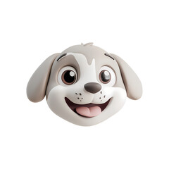 3d happy dog emoji icon. Realistic 3d high quality isolated render	