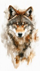 Obraz premium Watercolor style illustration of a wolf, with soft and flowing brushstrokes.
