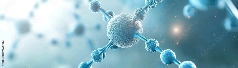 Aufkleber abstract molecular structure blue 3d render science background