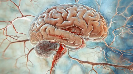 10. Detailed view of the central nervous system highlighting the brainstem and cerebellum