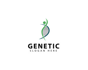 Genetics logo design with dna and humans