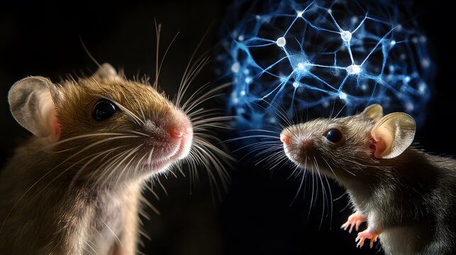 16. Visual comparison of neural networks in the human brain and a rat's brain