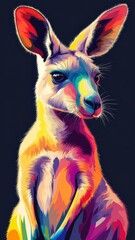 Fototapeta premium A kangaroo rendered in Morphism style, showcasing smooth transitions and colorful gradients for a modern and abstract look.