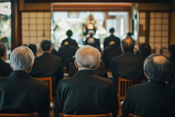 Obraz premium お葬式 お通夜 葬儀 参列者