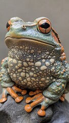 A frog with a textured pattern, showcasing detailed skin and intricate, tactile surface features.