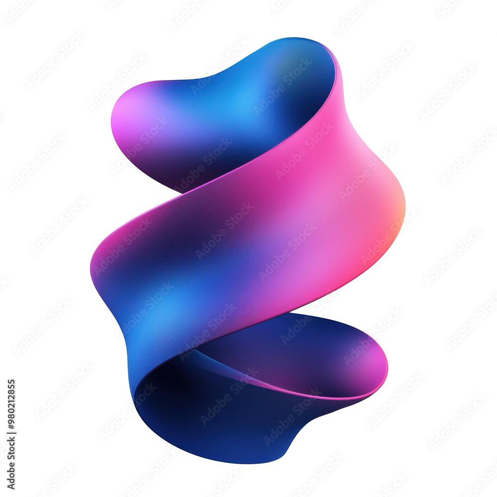 Aufkleber twisting gradient abstract shape with blue and pink hues, featuring smooth curves and a dynamic flow