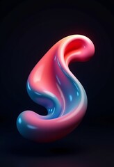 Naklejka premium Ethereal 3D Slime Wallpaper: Black Background, Soft Colors