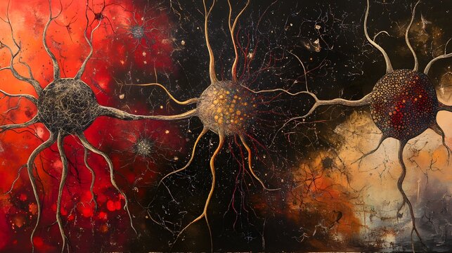 60. Artistic representation of the different types of glial cells and their functions in the nervous system