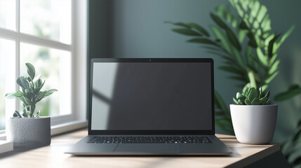 Fototapeta premium Minimalist Metallic Laptop with a Clean and Sleek Finish