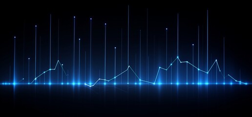Digital Blue Line Graph with Upward Trend on Dark Navy Background, Representing Business Growth and Financial Success