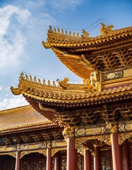 Fototapeta premium Architectural detail of the Forbidden City in Beijing, China.