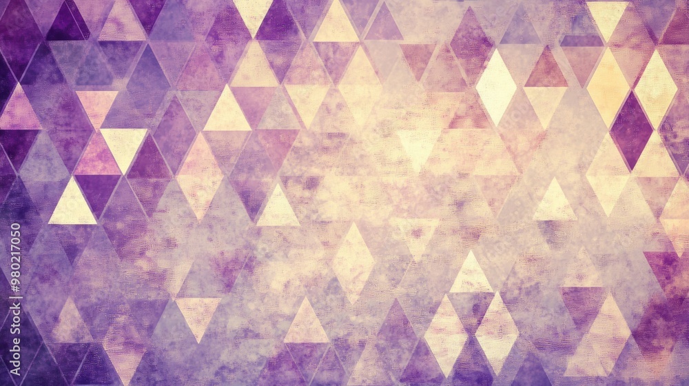 Poster the composition showcases a vibrant array of purple triangles layered on a textured backdrop, ideal 