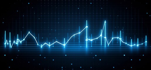 Upward-Trending Blue Graph  Indicating Financial Success on a Dark Background, Symbolizing Growth and Achievement with Copy Space