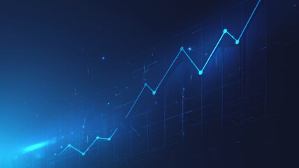 Fototapeta premium Upward-Trending Blue Graph Indicating Financial Success on a Dark Background, Symbolizing Growth and Achievement with Copy Space