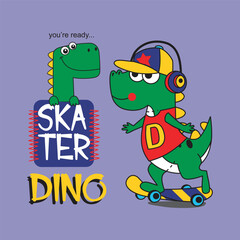 dinosaurs the skater design cartoon vector illustration