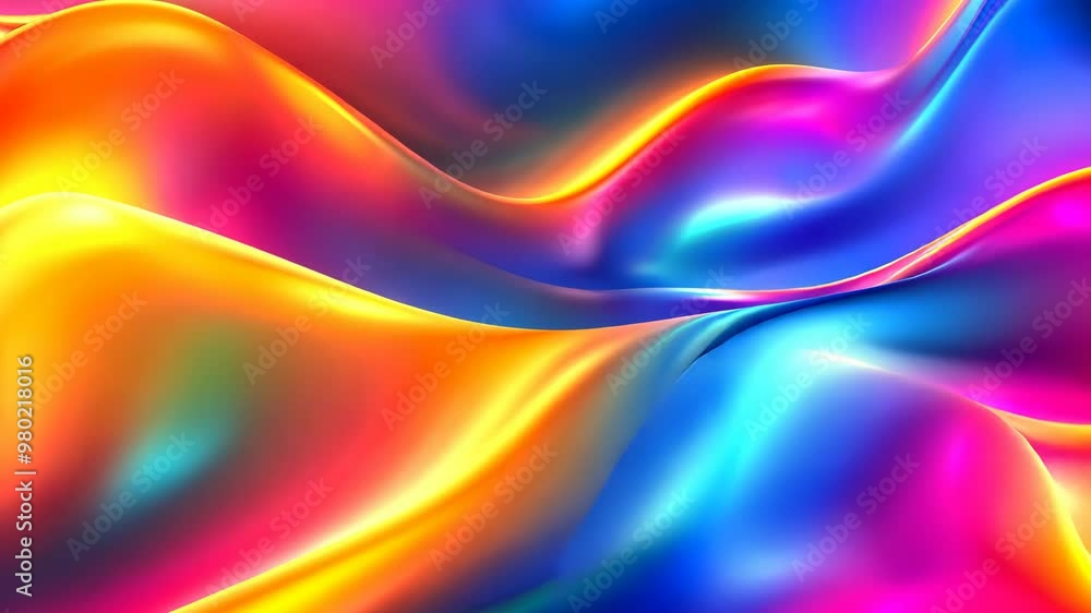 Poster vibrant waves of color blend together in mesmerizing patterns created in a digital art space