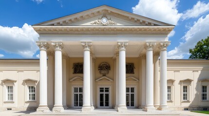 Fototapeta premium Historical museum with grand columns and a symmetrical facade