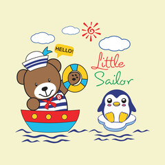 bear the little sailor design cartoon vector illustration