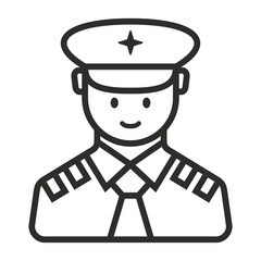 Pilot icon, Aviation symbol outline icon, editable vector illustration and transparent graphic element. Isolated on white background