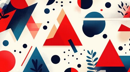 Create a modern geometric banner featuring vibrant triangles and textures in a playful, cartoonlike style. Perfect for contemporary design