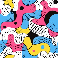 Dive into vibrant s style with bold fluor colors and dynamic graphic abstract forms. A retro visual treat