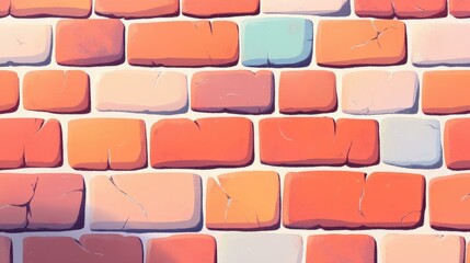 Experience a vibrant red brick wall texture perfect for platformer games, with unique color variations and detail.