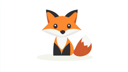Fototapeta premium A charming red fox illustration showcasing a modern flat design. Perfect for icons, logos, and playful visuals.