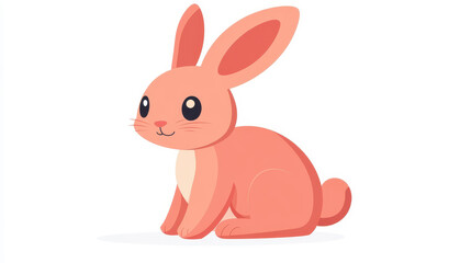 Obraz premium Meet this adorable pink bunny, a perfect blend of charm and cuteness, captured in vibrant flat illustration style.