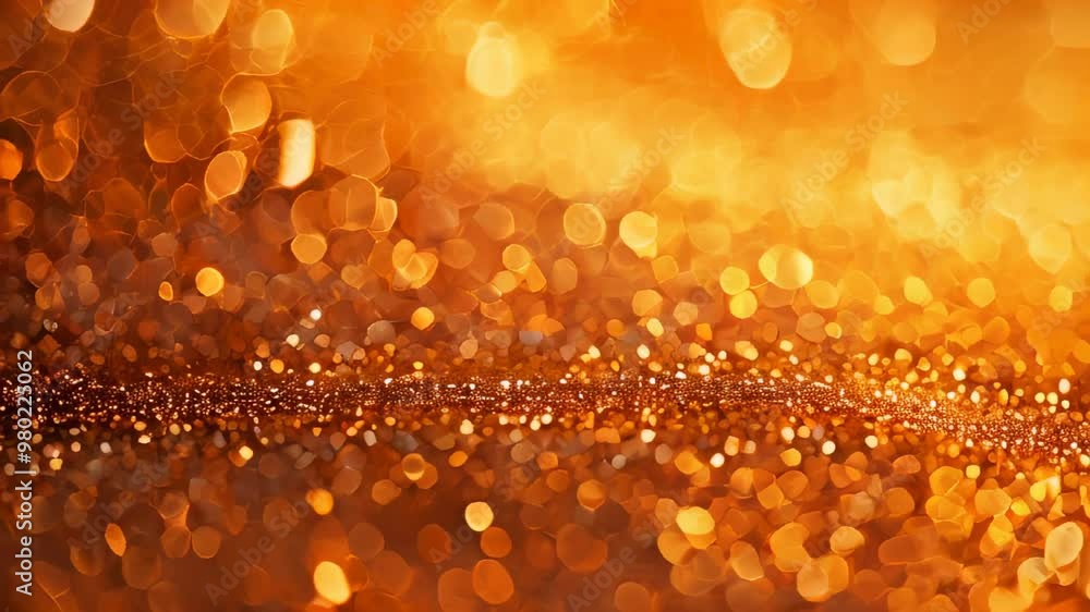 Poster a captivating display of glittering orange bokeh lights, creating a warm and festive atmosphere.