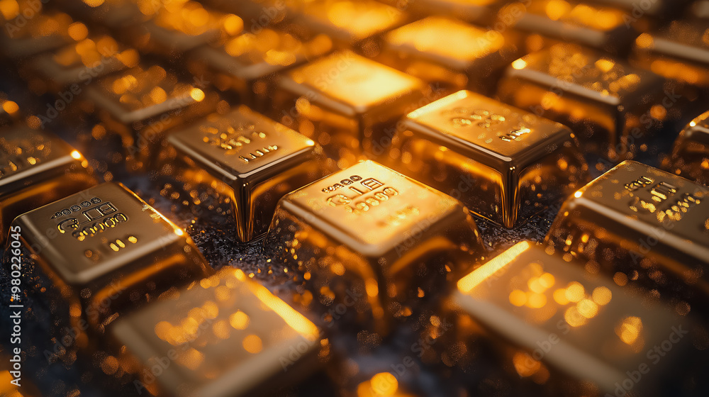 Poster a close up of gold coins with the numbers 1 through 9 on them. the coins are arranged in a grid patt