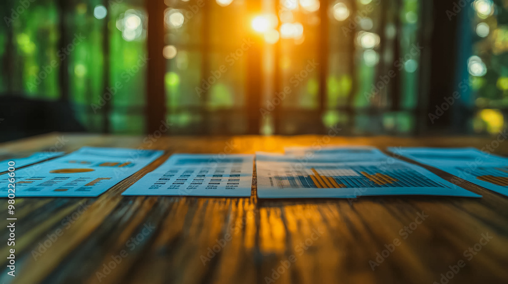 Poster a table with a bunch of papers on it. the papers are spread out and have different shapes and sizes.