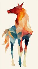 Fototapeta premium Folding techniques flat design side view animal shapes watercolor Splitcomplementary color scheme