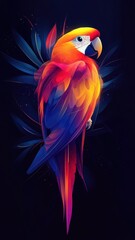 Fototapeta premium A parrot depicted in Morphism style, featuring smooth, abstract forms and elegant color gradients.